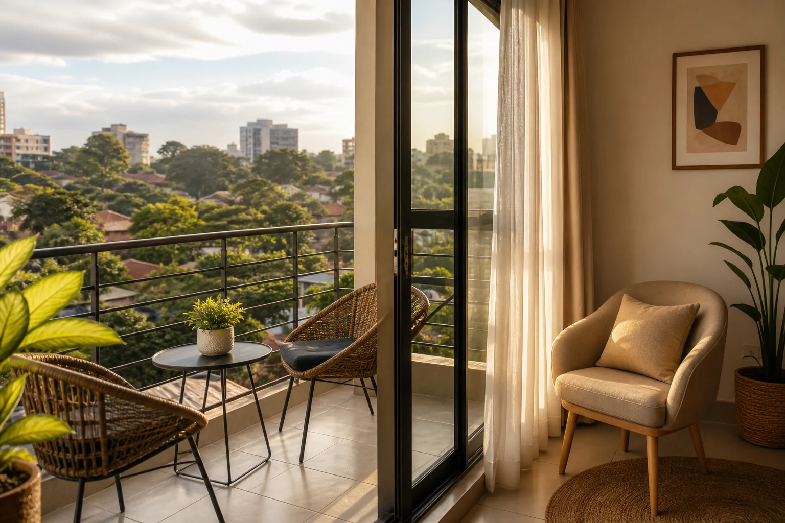 Furnished apartment balcony overlooking Nairobi