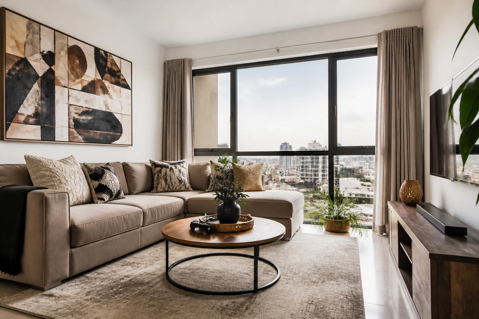 Bright furnished Nairobi apartment living room